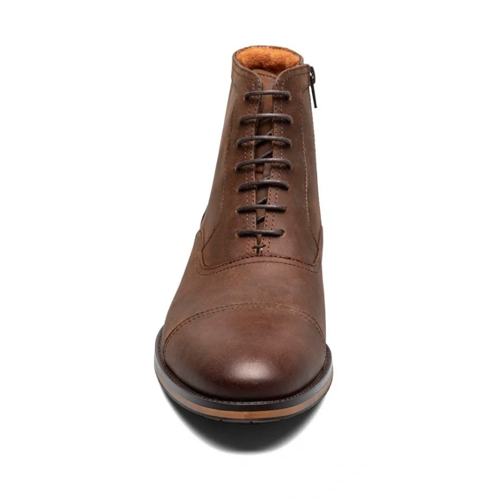 Stacy Adams Men's Porter Brown Leather Cap Toe Boots- Size 8.5